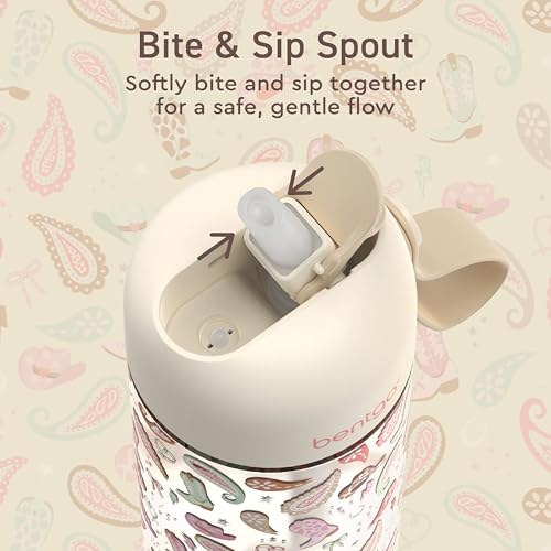 Bentgo Kids Water Bottle - Leak-Proof, Durable Tritan PFAS- & BPA-Free 15 fl oz, Kids/Toddlers Ages 3+ for School & Sports; Bite & Sip Spout, Carrying Handle, Dishwasher Safe (NEW Cowgirl Dreams) - color: Cowgirl Dreams