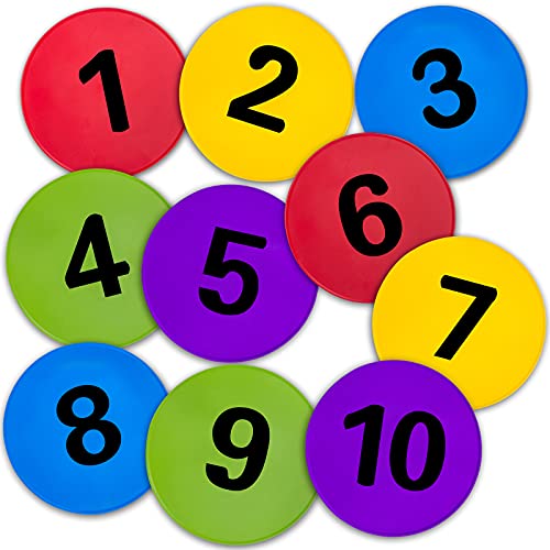 Poly Spot Markers 4inch/9 inch Non-Slip Rubber Agility Markers Flat Field Cones Floor Dots for Football, Soccer, Basketball Training Markers, School Activities, Exercise Drills, Social Distancing - style: 9inch 1-10(PVC)