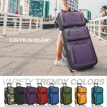 U.S. Traveler Rio Lightweight Softside Rolling Carry-on Suitcase, 2-Wheel Set, Purple - color: Purple, size: 21"/14"