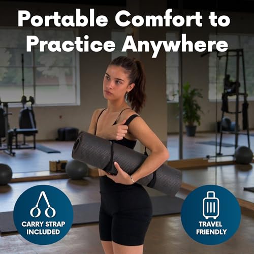 Foldable Yoga Mat Thick, in 6 Combinations; Greater Support and Protection for Joints, Body Alignment System, and Sections for Hands and Feet. Non-slip texture and water-resistant - color: Black