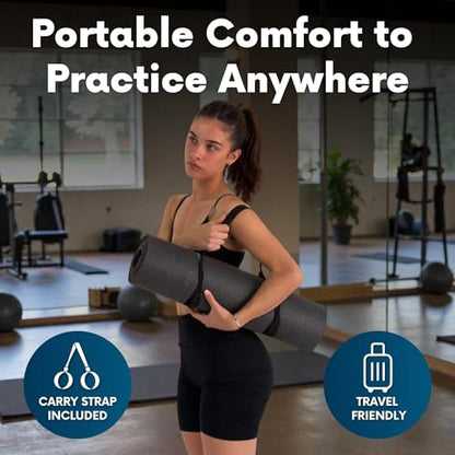 Foldable Yoga Mat Thick, in 6 Combinations; Greater Support and Protection for Joints, Body Alignment System, and Sections for Hands and Feet. Non-slip texture and water-resistant - color: Black
