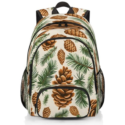 Pinecone Laptop Backpack for Women Men, 18.3 Inch Travel Work Backpacks, Botanical Leaf Pinecone Print Waterproof Computer Casual Daypack Nurse Teacher Bags - color: Multicolor 2