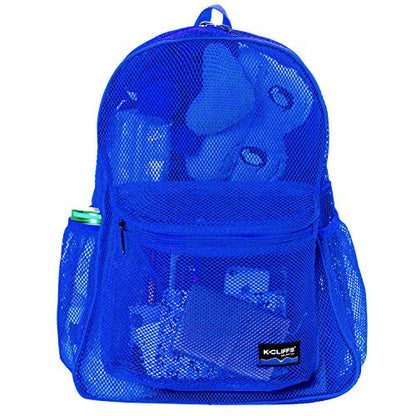 K-Cliffs Heavy Duty Mesh Backpack Quality Classic Student Net Bookbag Durable See Through Simple Netting Daypack Basic School Bag Royal Blue - color: Royal Blue