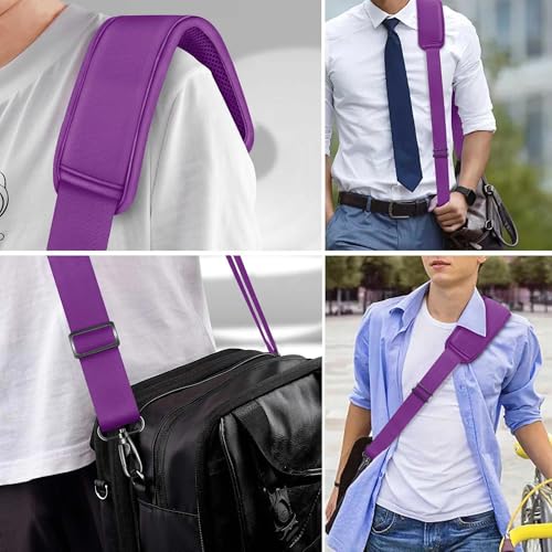 60" Shoulder Strap with Adjustable Thick Removable Pad and Metal Swivel Hooks Fit Laptop Crossbody Bag,Briefcase Duffel Bags - color: Purple