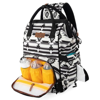 Wrangler Aztec Backpack Organized Daypack Travel Baby Bag with Stroller Strap and Side Bottle Pockets WG2204-9110BK - color: Angel Black