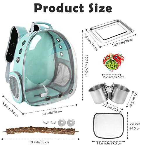Bird Backpack, Bird Carrier Travel Cage with Perch, Portable Wildbird Carrier Bag, Parrot Parakeet Cockatiel Cage with Food Bowl & Stainless Steel Tray for Conures Budgie Canary Lovebirds Small Animal