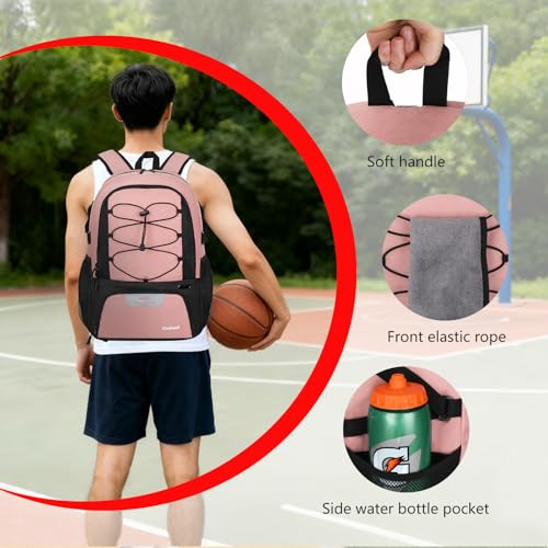 Goloni 40L Basketball Bag,Large Basketball Backpack with Ball Compartment & Shoe Compartment,Backpack for Soccer,Volleyball - color: Pink