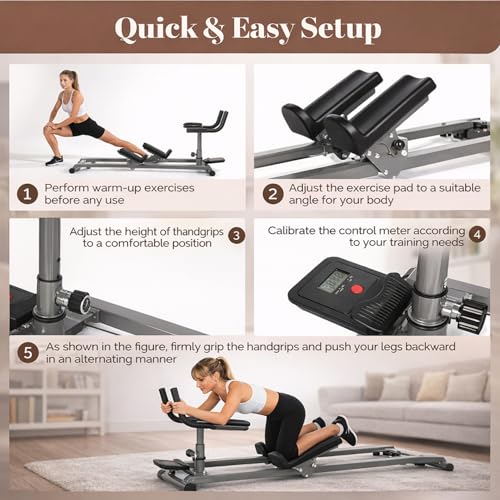 Happlee Crawling Machine for Adults Core Trainer Full Body Workout Machine Spine Twist and Stretch Trainer Ab Twist Machine Back Stretcher with Counter 5 Level Height 3 Level Angle Home Gym Equipment