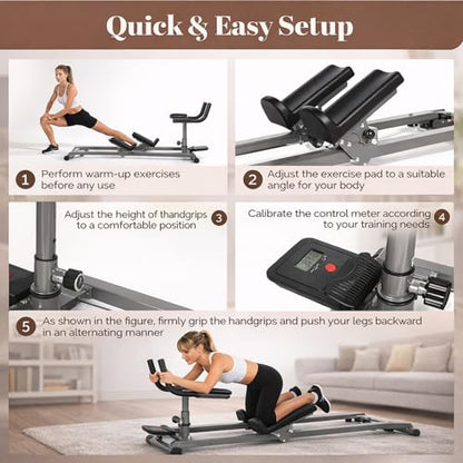 Happlee Crawling Machine for Adults Core Trainer Full Body Workout Machine Spine Twist and Stretch Trainer Ab Twist Machine Back Stretcher with Counter 5 Level Height 3 Level Angle Home Gym Equipment