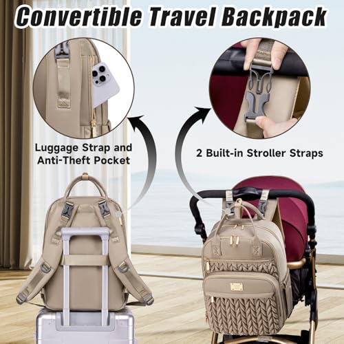 Tealari Diaper Bag Backpack,Stylish Baby Diaper Bag,Waterproof Travel Diaper Backpacks Baby Bags with Changing Pad,Stroller Straps,Insulated Pockets (Khaki) - color: Khaki