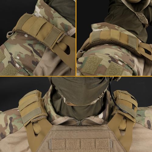 LIVANS Tactical Plate Carrier Shoulder Pads, 2 Pack Shoulder Strap Pad Backpack Strap Cushion Pads Vest Shoulder Pads Bag Strap Pad Backpack Accessories Fit Up to 3.1" Strap - color: Khaki