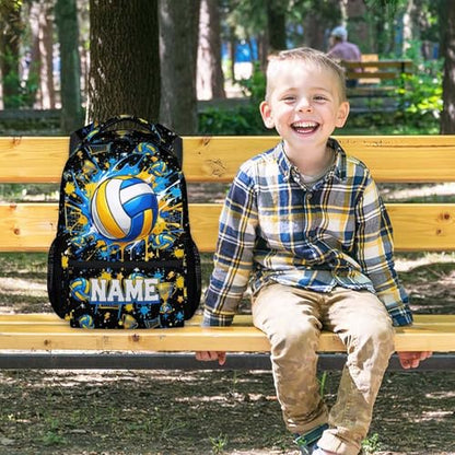 Personalized Volleyball Backpack for Girls, Custom Sports Kids School Bag with Name, 17" Lightweight Elementary Bookbag with Padded for Teen Students - color: Blue