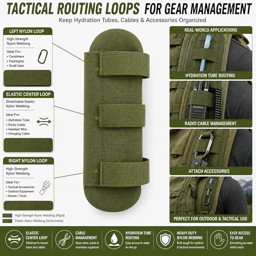 1 Pair Tactical Backpack Shoulder Pads, Thick Shoulder Cushion for Heavy Backpacks Plate Carrier & Rucksack, Fits Straps Up to 2.5", Breathable 3D Mesh, Hook & Loop Fastener, Rucking Hiking & Military - color: Green