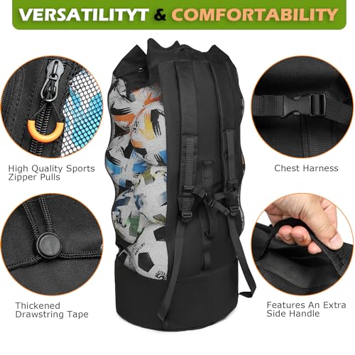 Soccer Ball Bags for Coches XL Heavy Duty Mesh Sport Ball Backpack for Basketball Volleyball Football & Equipment