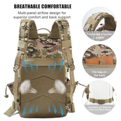 Military Tactical Backpack 50L Large Day Backpack for Men Molle Army 3 Days Assault Pack Bug Out Bag Water Resistant and Heavy Duty Hiking Treeking Rucksack - Camouflage - color: Camouflage, size: 50L