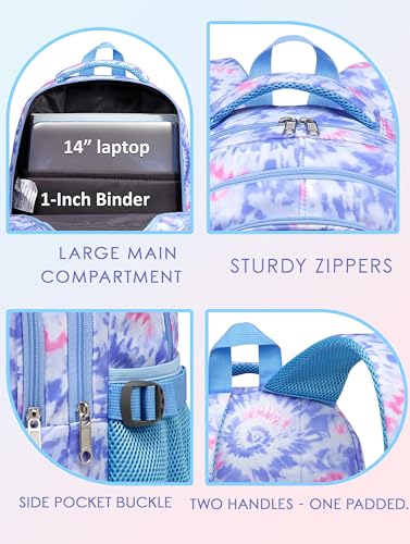 BLUEFAIRY Kids Backpack for Girls Elementary Primary Middle School Bags for Aged 8-10 for Teens Childs Bookbags Lightweight Cute Mochilas para Niñas Tie-dye Violet - color: Light Violet