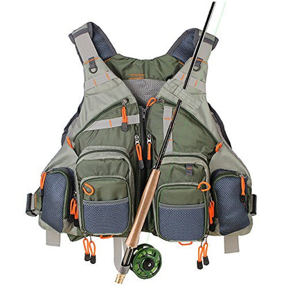 Kylebooker Fly Fishing Vest Pack Adjustable for Men and Women - color: Army Green