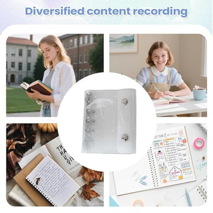Binder Cute - 6-Hole M5 Clear Cute Portable Cover | Office Planner Supplies | for School Home Study Work Business Travel Daily Weekly Monthly Filing Desk Backpack Purse Tote