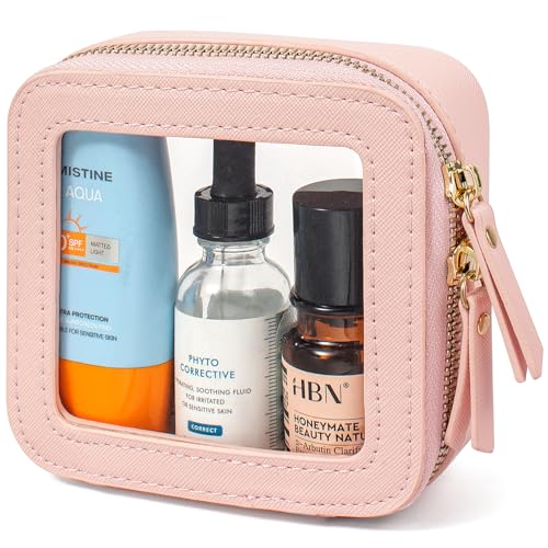 LETGO Sunscreen Makeup Bags for Beach, TSA Approved Toiletry Bag with Zipper,Mini Clear Comestic Bag Car Organizer Travel Size Toiletries Travel Essentials Pink Car Accessories For Women (Mini-Pink) - color: 0-Mini-Pink