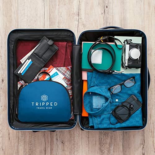 TRIPPED Travel Gear Traveling Backpack- Foldable Collapsible Lightweight Backpack for Travel (Light Blue) 35 liters - color: Tropical Blue