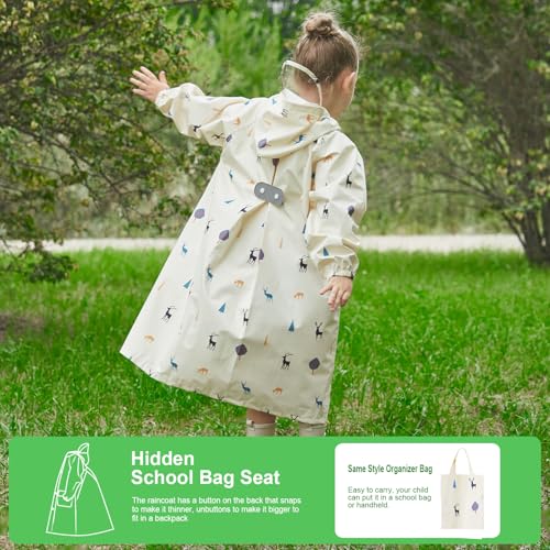 Toddler Kids Raincoat Boys Girls Rain Jacket Waterproof Rain Poncho Reusable Outwear Rainwear Rain Suit - color: Fawn, size: 10-12 Years