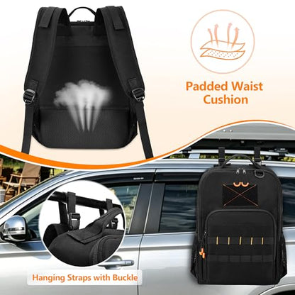HODRANT Tactical Camp Utensil Organizer Backpack, Large Hanging Camping Kitchen Storage Bag with Paper Towel Holder & Multi-Pockets, Grill & Cookware Utensil Caddy for RV, BBQ & Picnic, Bag Only