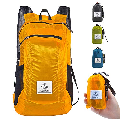 4Monster Hiking Daypack,Water Resistant Lightweight Packable Backpack for Travel Camping Outdoor - color: A-orange, size: 24L