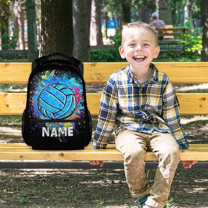 Boys School Backpack Personalized Kids Volleyball Backpacks Bookbag Back to School Supplies, 17 Inches Custom Name Cool Sport Back Pack for Travel Camping Casual (Black) - color: Color 6-1