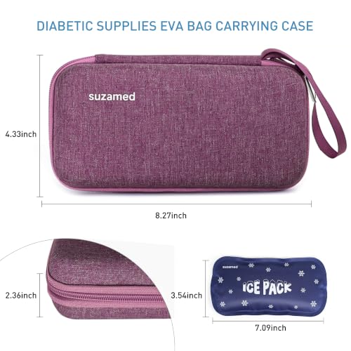 suzamed Insulin Cooler Travel Case,EVA Insulation Travel Medicine Kit with 2 Ice Packs for Diabetes Care,Insulin Pen and Other Diabetic Supplies (Burgundy) - color: Burgundy