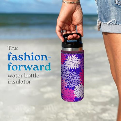 Neoprene 24-30 oz Water Bottle Insulator Cooler Coolie - Midnight Mums - color: Midnight Mums, size: Large 24-30oz