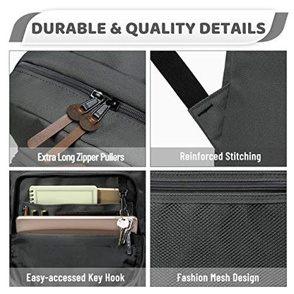 VASCHY School Backpack, Water Resistant Lightweight Casual Backpack for Men Women with Padded Laptop Sleeve Dark Gray - color: Grey