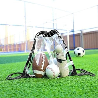 2 Pack Clear Drawstring Backpack, 12×12×6 Inch Stadium Approved Transparent Drawstring Bag, Waterproof See Through String Bag