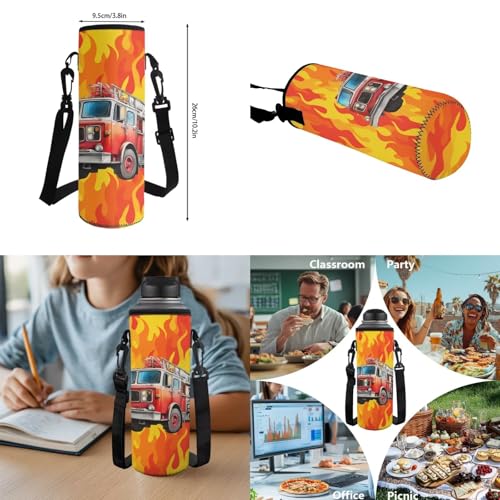 Talayituse Fire Truck Print School Bag Backpack Elementary School Bookbag for Boys Teens with Lunch Box Pencil Case 6 In 1 Set Middle High Schoolbag Book Back Packs for Kids - color: Fire Truck