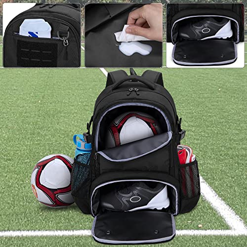 DSLEAF Soccer Bag with Ball Space, Soccer Equipment Backpack with Separated Shoe Compartment for Soccer, Basketball and Volleyball Training