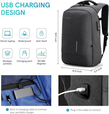 VGOAL Travel Laptop Backpack, Laptop Bookbag College Backpack Durable Water Proof with USB Charging Port for Men Women (FG6303-17) - color: Fg6303-17