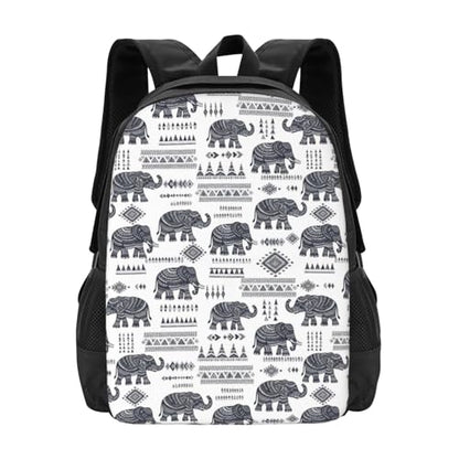 Slim Anti Theft Laptop Backpack African Ethnic Elephant, Large Volume Travel Daypack Durable Polyester Carry Bag for Office Business Outdoor Trekking - color: Design (1203)