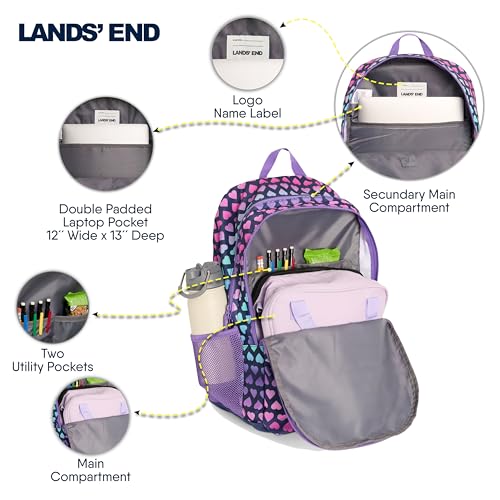 Lands' End Unisex Kids Large ClassMate Lightweight Durable Elementary School Backpack, Rose Violet - color: Rose Violet