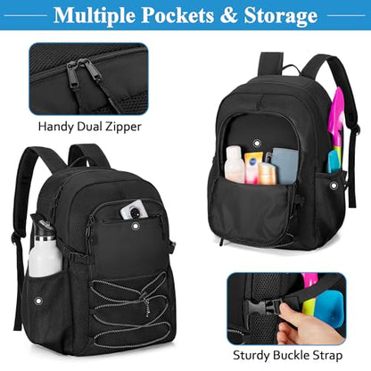 Fasrom Mesh Beach Bag Backpack with Wet Item Pocket, Swim Backpack for Pool, Travel and Gym (Patent Design, Empty Bag Only), Black - color: Black
