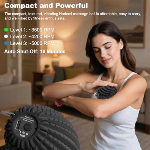 HODEMI Vibrating Massage Ball Roller with Rolling Head for Foot & Muscle Relaxation, Electric Massage Ball with 3 Speeds for Myofascial Release, Sports Recovery, Yoga & Fitness (Black) - color: Black