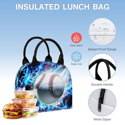 3PCS Backpack for Boys Girls, Kids Back To School Backpack Sets with Lunch Bag Pencil Case, Large Capacity 17 Inch Bookpack 3 in 1 Set for Teens Elementary Middle High School Students (Baseball) - color: Blue Baseball