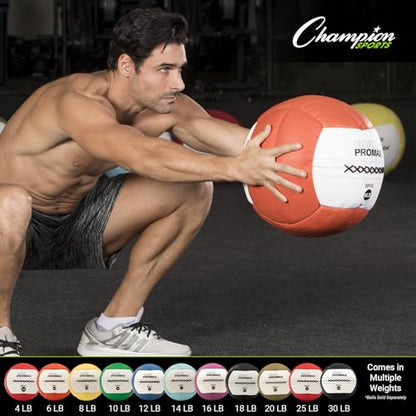 Champion Sports Rhino Promax Wall Balls - Soft Shell Non-Slip Grip for Weightlifting, Plyometrics, Cross Training, & Home Gym - style: 6 LBS