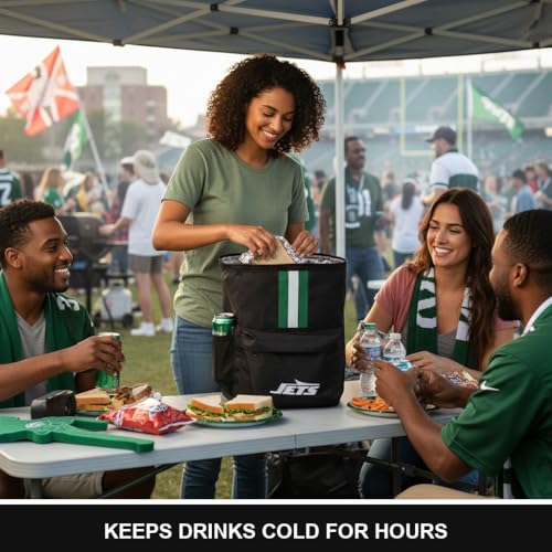 Cooler Backpack – Portable Soft Sided Ice Chest – Insulated Bag Holds 36 Cans - Football Gear – Show Your Team Spirit with Officially Licensed Fan Gear - style: NY Jets