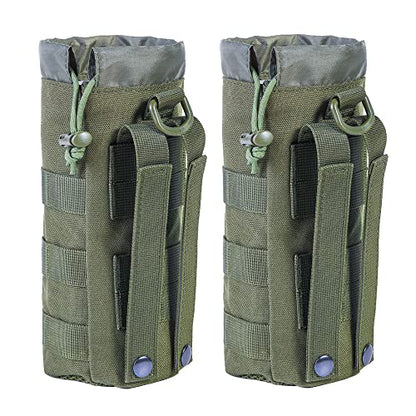 Upgraded Tactical Drawstring Molle Water Bottle Holder Tactical Pouches - color: Army Green