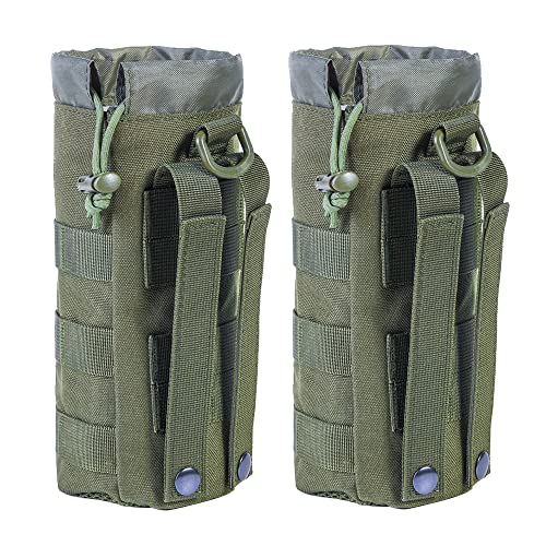 Upgraded Tactical Drawstring Molle Water Bottle Holder Tactical Pouches - color: Army Green