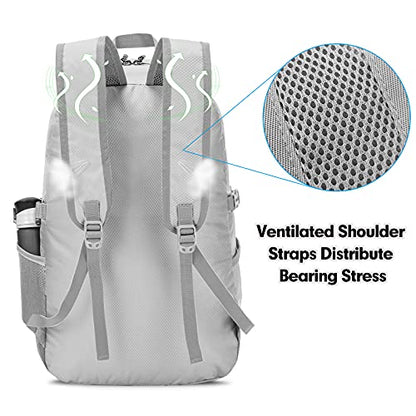 ZOMAKE Lightweight Packable Backpack, 35L Light Foldable Hiking Backpacks Water Resistant Collapsible Daypack for Travel(Sliver Grey) - color: Sliver Grey