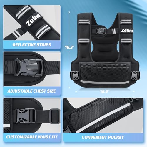 ZELUS Adjustable Weighted Vest for Women, Curve-Fit Ergonomic Workout Vest with 6 Removable Iron Sand Bags for Walking, Cardio & Strength Training, Available in 4–10 lb, 11–20 lb & 20–32 lb Options - size: 20-32LB
