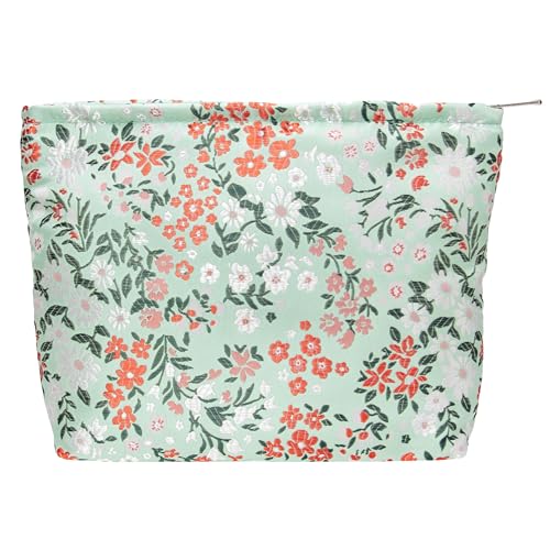 PAZIMIIK Makeup Bag Large Cotton Zipper Pouch for Purse Travel Canvas Make Up Organizer for Women Cosmetic,Brocade Green - color: Brocade Green