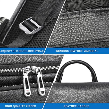 Laptop Leather Travel Backpack For Men Carry On Back Pack For Business Work computer Backpacks Fit 15.6" Laptop - color: Bb-71 Black