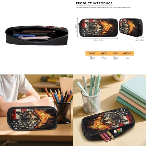 American Flag Wolf Backpack with Lunch Box for Boys 8-12 Kids Bookbag for Primary Elementary School Bags with Water Bottle Pouch and Pencil Case 4PCS Back to School Bags with Side Pocket - color: American Flag Wolf