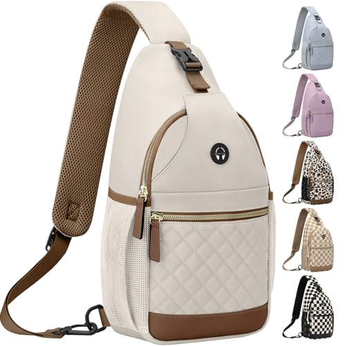 Vankor Small Crossbody Purses Bags for Women Men Travel, Chest Sling Bag Women Casual Cross Body Bag for Woman Sling Backpack - color: Beige, size: Medium